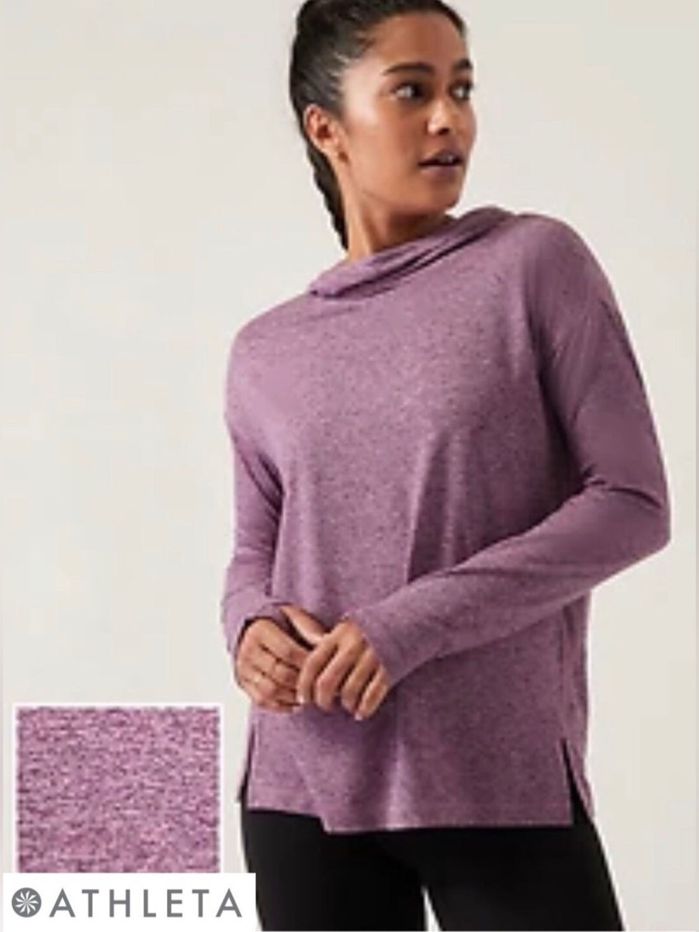 Athleta - Uptempo II Hoodie Sweatshirt, Pinot Plum Heathered Purple, Size 2X